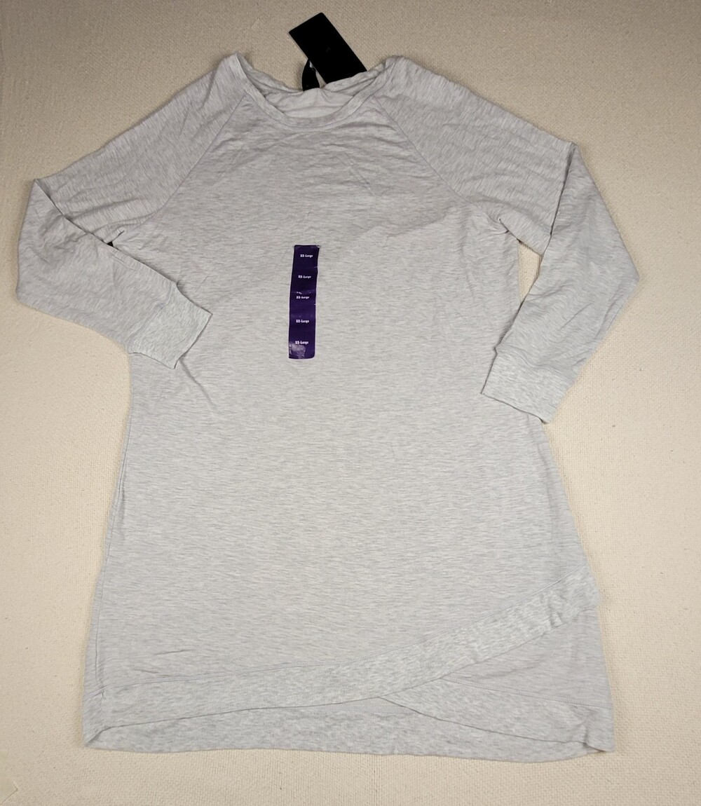 Active Life Shirt Womens XXL Gray Heather Long Sleeve Raglan Modal Tunic Top NWT